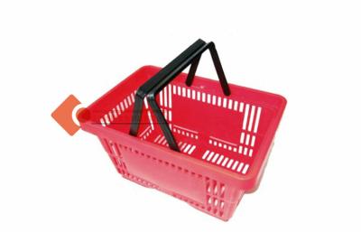 China Stackable Plastic Shopping Baskets Grocery Store Basket With Handles for sale