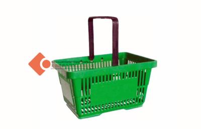 China Portable Practical Supermarket Shopping Basket Green With Single Handle for sale