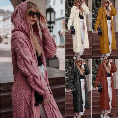 China Anti-wrinkle factory wholesale custom lady plus size long hoodies acrylic raw sweaters loose cardigan knit sweater for women for sale