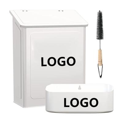 China Sustainable Laundry Organization Set Custom Logo Magnetic Lint Bin Wall Storage Racks With Lint Brush for sale