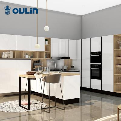 China Modern High Gloss Kitchen Furniture Cabinet Designs Modern Kitchen Storage for sale