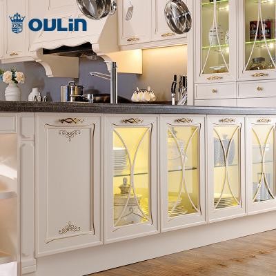 China European Luxury Villa Soft End Hinges Custom Kitchen Wall Cabinets Kitchen Furniture for sale