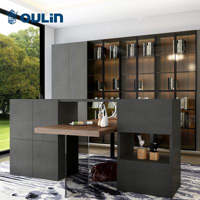 China Adjustable Luxury Brown Glass Door Bookcase Furniture Wooden Corner TV (Height) Wardrobes And Stands for sale