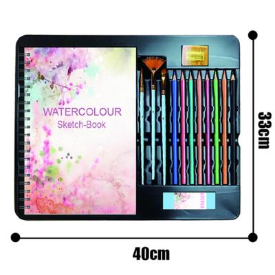 China Watercolor Painting Set With Watercolor Sketchbook Pencils Sharpener Eraser &Brush Gift Set For Kids A5 / Customized Size for sale