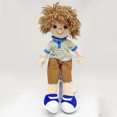 China Soft Toy Custom Cute Cartoon Design Plush Stuffed Light Brown Hair Boy Toy for sale