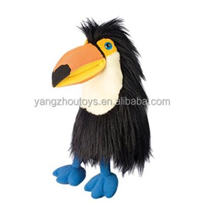 China Hot Selling Plush Kid's Big Mouth Plush Toy Black Bird Stuffed Toy Hand Puppets for sale