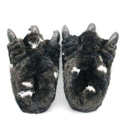 China Plush Customized Color Adult Plush Winter Animal Shaped Slippers for sale