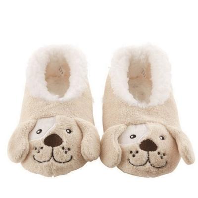 China Usb Wholesale Cream Dog Plush Baby Moccasin Animal Shaped Shoes for sale