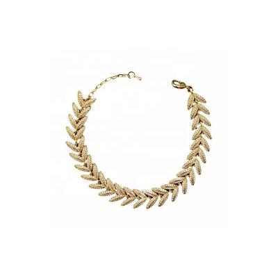 China Hiphop 6/7/8 Inches 18K Gold Plated Leaves Bracelet Punk Styles with Fine Price Customized New Design High Quality Jewelry for sale