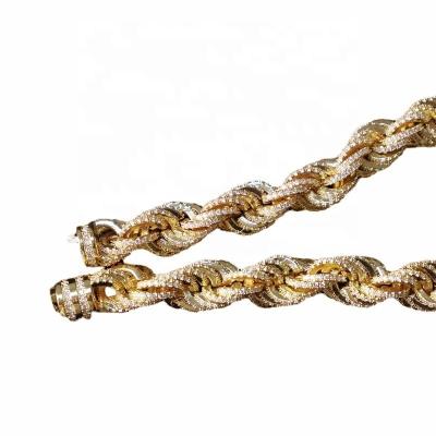 China Hiphop Twist Bracelet 18K Gold Plated Zircon Diamonds Copper Alloy Material Hip Hop Fashion Chain Customized High Quality Jewelry for sale