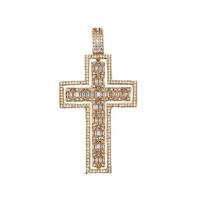 China Hiphop Gold Plating Style Cross Pendant Necklace Hip Hop High Quality Hip Hop Pendant Unisex Bling Men Rapper Jewelry for sale