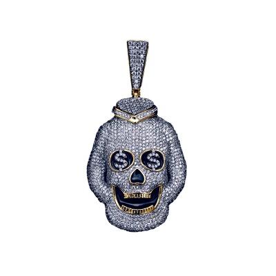 China Hiphop Skull Charm Pendant 14K 18K Gold Plated Hip Hop Fashion Fine Hip Hop Pendant Bling Men Rapper Jewelry for sale