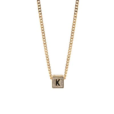 China Hiphop Letter Symbol A to Z Pattern Pendant and Twist Chain Necklace White Diamond Plain Diamond Hot Sale Trendy Hip Hop Jewelry for sale