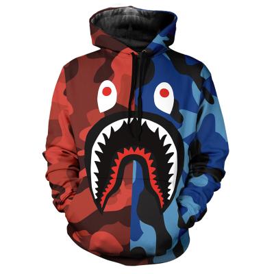 China high quality Anti-wrinkle custom all over print mens hoodies 3d shark printed hoodies Bape shark hoodie for sale