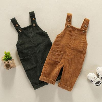 China Anti-pilling spring 2021 high quality 6-12 months baby boys and girls pants fashion corduroy jumpsuits for sale