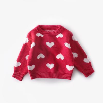 China Anti-Shrink Heart Sweater Kids Custom Crew Neck Knitted Pullover 100%cotton Heart Sweater Cute Toddler for sale