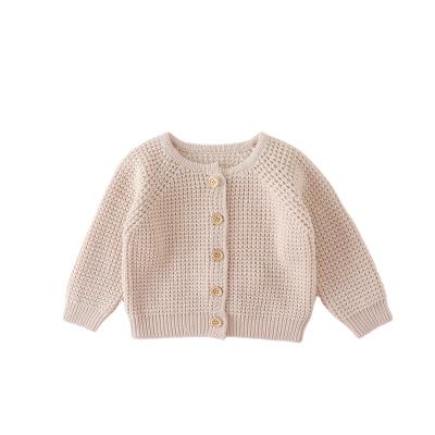 China Soft pure color anti-pilling infant sweater waffle knit cardigan sweater kids organic baby sweaters for sale