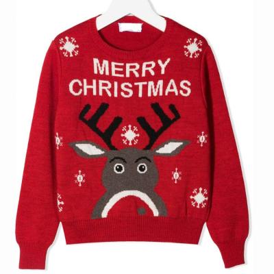 China Anti-wrinkle Christmas-pattern intarsia-knit pullover custom crewneck knitted Christmas sweater for sale