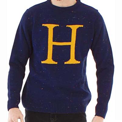 China Anti-wrinkle Harry Letter H knitted unisex blue pullover wreck potters sweater hand knit letter sweater for sale