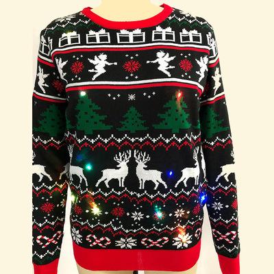 China Anti-Wrinkle Mens Unisex Reindeer Knitted Classic Just Ugly Island Sweater Ugly Christmas Sweater With Lights Sueter Navidad for sale