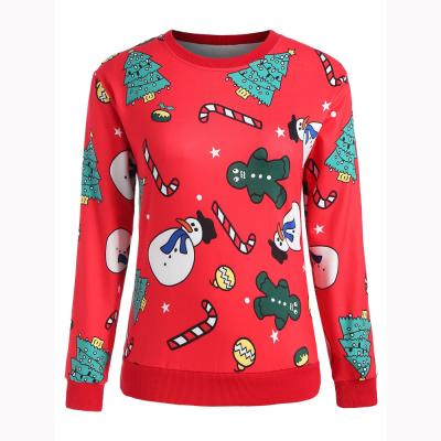 China High Quality Christmas Snowman Crew Neck Anti-wrinkle Red Color Long Sleeve Ladies Pullover Sweatshirt-2x for sale