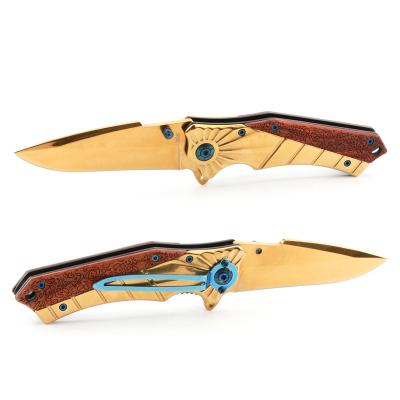 China BR 368 gold folding camping tool knife survival combat tactical pocket pocket hunting outdoors knives for sale