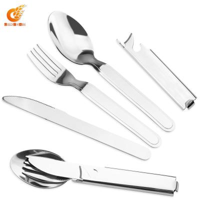 China Bq 3616 Portable Camping Cutlery Stainless Steel Travel Cutlery Set With Case And Opener Bq 3616 for sale