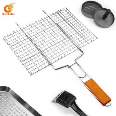 China Thermal Resistance Bq 3451 BBQ Grill Mesh Flat Wire Net Cheap Outdoor Easy Cleaning Barbecue Basket for sale