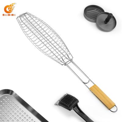 China Thermal Resistance Cheap Bq 3445 Net Single Fish Barbecue Grill Fish Grill Fish Barbecue Grilling Basket for sale