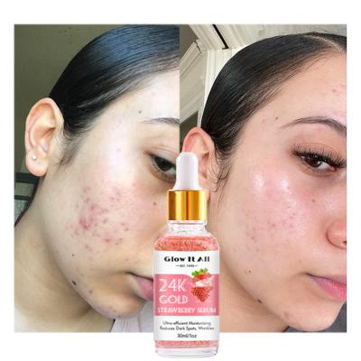 China Skin Revitalizer Smooth and Increase Skins Radiance Vitamin C Strawberry 24K Gold Face Serum OEM for sale