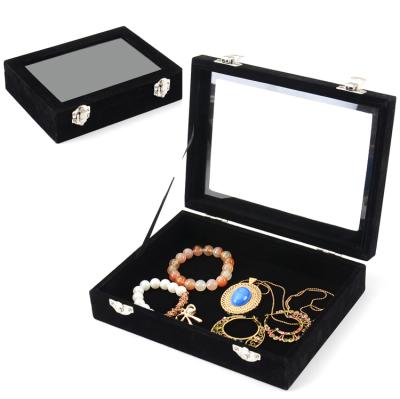 China Wholesale Classic Velvet Bracelet Box Black&Red Velvet Packaging Box Empty Earring And Ring Storage for sale