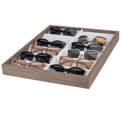 China Wholesale Hot Selling Black Walnut Wood 12 Sunglasses Packing Monocle Sales Show Tray Ladder Props YFT82 for sale