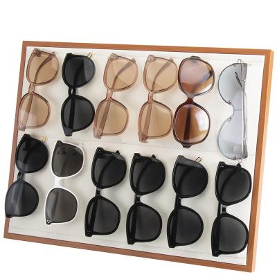 China Wood Customized 12 Slots Eyewear Displays Stand Watch Sunglasses Tray for sale