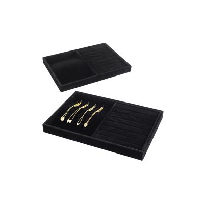 China High Quality Black Velvet Jwelery Box Two-in-One Boxes Without Lid Panty Collar And Ring Case Luxury for sale