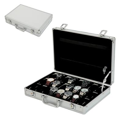 China Wholesale 24 Slots Plastic Aluminum Watch Case Box Portable Spot Watches Display Box for sale