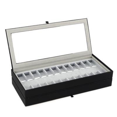 China Wholesale New Style 24 Position Leather Watch Case Standing Clear Display Watch Case Collection Display Box for sale