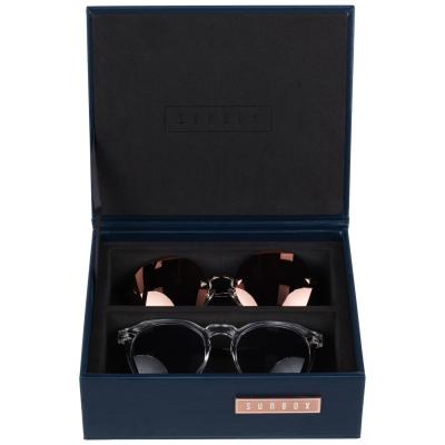 China New Style PU Leather Sunglasses Packaging Box Custom Logo 4 Slot Glass Storage Box Glasses Display Case for sale