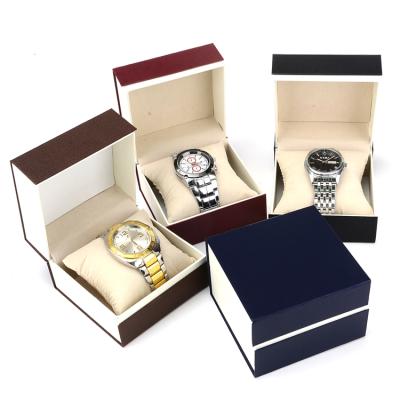 China Wholesale Simple Paper Plastic Watch Box Paper Stain Package Watch Box Custom Logo Watch Box for sale