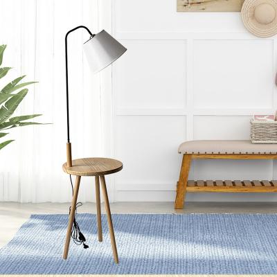 China Morden Three-fork Floor Lamp Living Room Lamp Bedroom Study Solid Wood Simple Led Floor Lamp for sale