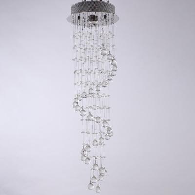 China Postmodern crystal minimalist duplex lamp long staircase chandelier villa traditional rotation building lamp for sale