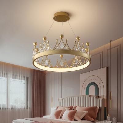 China Luxury INS Crown Maple Leaf Dining Room Bedroom Light and Decoration Light, Oval Crystal Chandelier for sale