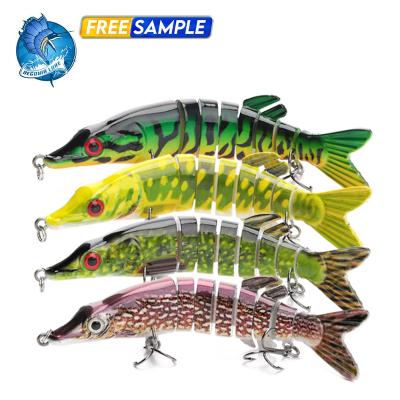 China Plastic Sample Available 125mm 19g Artificial ABS 8 Segmented Wholesale Fish Lure Multi Joint Hard Swimbait for sale