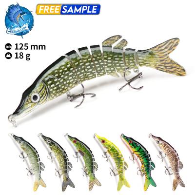 China Multi Action Custom 125mm 18g Multi Swimming Vivid Fish Joints Lures Pike Swim Bait 8 Segment Swimbait for sale