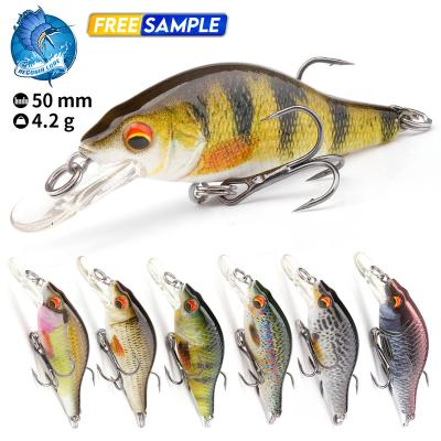 China OEM 5cm 4g Wobbler Mini Flat Crankbait Perch Medium Vivid Fish Action Rohling Bent Minnow Fish Lures For Swim Diving Sale for sale