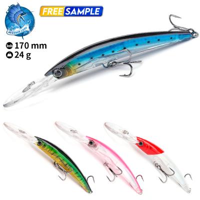 China Hot Sale Vivid Fish Action Minnow 170mm Deep Diving Minnow Swimming Glowing Fishing Sinking Sublimation Fishing Lures for sale