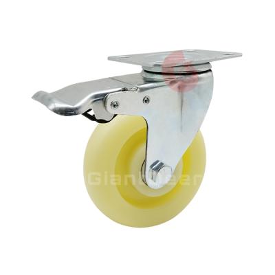 China Swivel With Brake Metal Plate 75 Mm PP Casters High Quality Medium Duty Caster Wheels Locking for sale