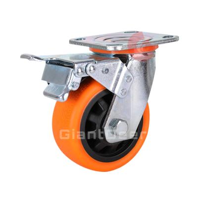 China Swivel With Brake Factory Price Swivel Heavy Duty Industrial Yellow 8 Casters With Lock for sale