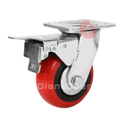 China Swivel With Heavy Duty Brake 100mm 125mm 150mm Urethane Swivel Plate Brake Caster Casters 200mm Wheel for sale