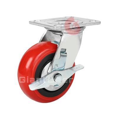 China Swivel With Brake China Manufacturer Heavy Duty Loading 300Kg 350Kg Trolley Trolley Mobile Casters With Side Brake for sale