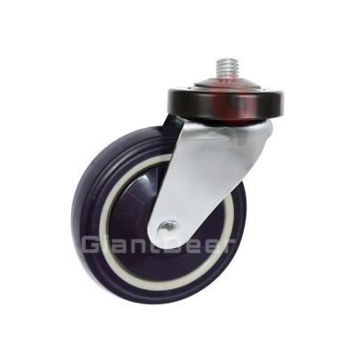 China PIVOT Factory Price Screw Stem PU Supermarket Trolley Caster 100mm 125mm for sale